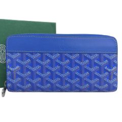 【本物保証】 箱付 超美品 ゴヤール GOYARD マティニョン ジップ GM BEX120191 ラウンドファスナー長財布 ブルー