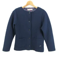 クロコダイル ブルゾン ジャケット ストレッチ アウター レディース Mサイズ ネイビー CROCODILE 【中古】