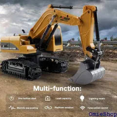 多機能ショベルカー 掘削機 RCブルドーザー 子供のおもちゃの車 建設車両おもちゃ ラジオコントロール 小さいサイズ 1/24 黄