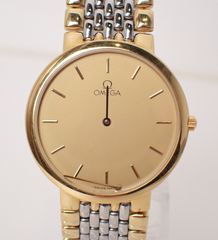 ジャンク 不動品 OMEGA(オメガ) デヴィル コンビ QZ 現状 クオーツ SS/GP ステンレス 金メッキ 針取れ ゴールド メンズ デビル