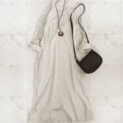 美品【アーバンリサーチドアーズ】コットンスタンドカラーシャツワンピース F ベージュ 長袖ワンピース