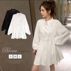 チュニックワンピース 2COLOR おしゃれ シンプル ブラック ホワイト
