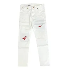 AKM エイケイエム WS0037 × Wrangler ラングラー ダメージ加工 バンダナ柄 デニム パンツ ホワイト系 M【中古】のサムネイル