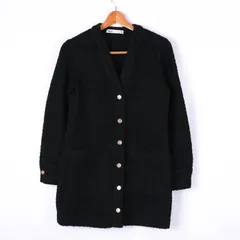 ザラ カーディガン ニットジャケット 長袖 無地 トップス アウター 黒 レディース Sサイズ ブラック ZARA 【中古】