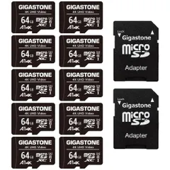 Color:64GB 10個セット Gigastone マイクロsdカード 64GB 10個セット, SDアダプタ付き, 4K UHD ビデオ 撮影, 90MB/S, MicroSDXC UHS-I A1 U3 C10のサムネイル