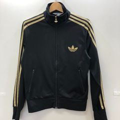 adidas アディダス originals トラックジャケット  ジャージ ゴールド スリーライン ゴールドロゴ 短丈 00's ベトナム製 メンズ R 00年代 ブラック ゴールド