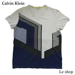 Calvin Klein カルバンクライン 半袖 Tシャツ Sサイズ ホワイト マルチカラー 綿100% 中古