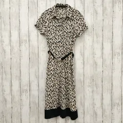 【 Ballsey 】ボールジィ 総柄 ベルト付き 裾スリット 半袖スキッパーワンピース 膝丈