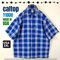 caltop キャルトップ/カルトップ★S/Sポリエステル/Y1000シャツ★USA製★ビッグサイズ/身幅68cm★USAメンズ2XL  #2504A108