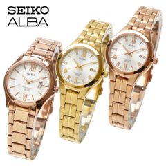 SEIKO セイコー ALBA アルバ クォーツ レディース ゴールド イエローゴールド ピンクゴールド ローズゴールド ステンレス ビジネス アナログ 日付 カレンダー 時計 腕時計 女性 シンプル ブレスレット 防水 軽量