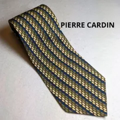 2:ネクタイ PIERRE CARDIN 10.5 ネイビベージュ緑 B 183 ◆