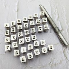 レザークラフト 刻印 4mm タグ ラベル製作 革工具 数字 アルファベット