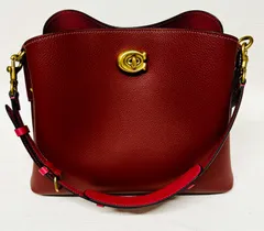 美品 COACH コーチ ウィロウ レザー ショルダーバッグ  ワインレッド系 ハンドバッグ
