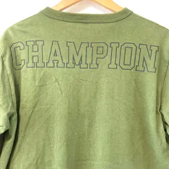 (^w^)b Champion チャンピオン クルーネック ロンティ ロンＴ カットソー 綿100% コットン カジュアル シンプル 長袖 秋冬 スポーティ カーキ メンズ サイズM 上着