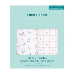 aden + anais エイデンアンドアネイ おくるみ フローラル 2枚セット 112×112cm モスリンコットン スワドル 新生児 夜泣き対策 SWADAEESWC20033