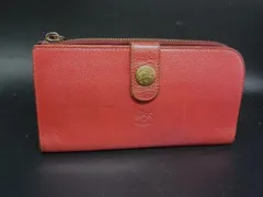 IL BISONTE イルビゾンテ レザー L字ファスナー 長財布 ウォレット 札入れ 小銭入れ レディース レッド系 DJ5506