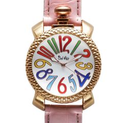トップリューズ式腕時計 レディース ミディアムフェイス カラフル文字盤 ピンク
