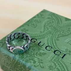 グッチ インターロッキング リング 925 12号 グリーン シルバー 3323 グッチ インターロッキング リング 925 12号 グリーン シルバー