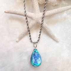 [新品・人気]ステンネックレス‼️アレルギー対応♫ホタルガラス⭐︎しずく型(大)