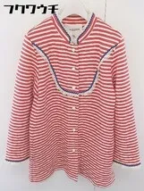 ◇ TSUMORI CHISATO ツモリチサト ボーダー 長袖 ノーカラー ジャケット サイズM レッド アイボリー レディース  【1109010008460】のサムネイル