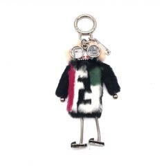 FENDI フェンディ ファーチャーム FFロゴ入りモデル型 シルバーチャーム 美品
