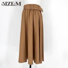 ★美品★ ベルト付き フレアスカート M キャメル ロングスカート レディース 古着