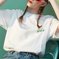 半袖　ホワイト　Tシャツ　L ゆったり　韓国　シンプル　ロゴ　英字　オーバーサイズ