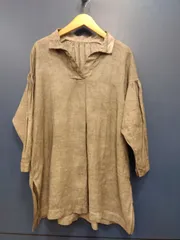 M9　宝島染工リネン　ゆったり　麻100%プルオーバー　透明感グレー　夏のおしゃれ　パンツスタイルに◎　天然染料、手染め　伝統技法　おすすめ♪