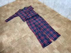 新品タグ付き NAUTICA ノーティカ 薄でフリース Vネック レディース パジャマ 上下 セット サイズXL 赤×ネイビー チェック ルームウェア 部屋着 コストコ  /52795在