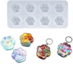 【在庫処分】シリコンモールド 肉球 猫の爪 レジン型 8点セット 流砂型 DIY 手芸品 抜き型 手作り かわいい キーホルダー ペンダント 石鹸 キャンドル 樹脂 粘土 ハンドメイド ネコ にくきゅう アクセサリー
