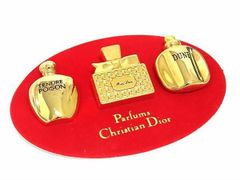 ■極美品■ ChristianDior クリスチャンディオール パフューム ピンパッチ ピンブローチ 3点セット ゴールド系 FD2857