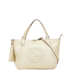 グッチ ソーホー ハンドバッグ ショルダーバッグ 2WAY 369176 ベージュ アイボリー レザー レディース GUCCI【1-0233076】