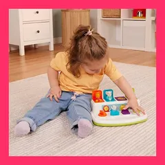 【スタッフおすすめ！】Battat 仕掛けおもちゃ ボタンアクションおもちゃ 型はめパズル カラフル 色合わせ 飛び出す ポップアップ 知育玩具 ベビー 人気 誕生日プレゼント 出産祝い 1歳半以上