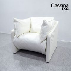 【中古品】Cassina ixc. カッシーナイクスシー 380 LA MISE ラ ミーズ 1人掛け ソファ レザー ホワイト ルカ・ニケット 定価60万