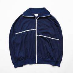 トラックジャケット ジャージ ブルゾン スポーツ ジップアップ ネイビー 古着【UR-0305】