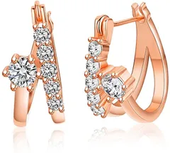 CHLOEOS ピアス レディース 人気 5Aジルコニア フープピアス k18金 大人 可愛い 金属アレルギー対応 おしゃれ ギフトBOX付き( ピンクゴールド)