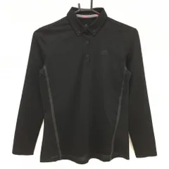 【超美品】アディダス 長袖ポロシャツ 黒 下部織生地 ボタンダウン  レディース M ゴルフウェア adidas