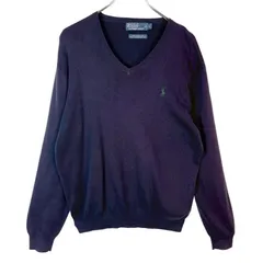 90s00sポロバイラルフローレンPolo by Ralph LaurenピマコットンニットVネックセーターPIMA COTTONポニーロゴ刺繍ワンポイント紺ネイビー緑グリーンy2kレトログランパコアグランマコアアメトラvintageヴィンテージ50728