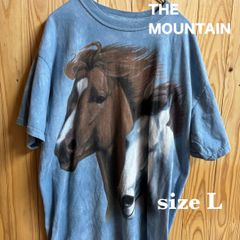【古着】THEMOUNTAIN 半袖Tシャツ L 水色 アニマルTシャツ 馬 USA製 タイダイカラー アメリカ古着