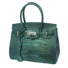 クロコダイル クロコダイル YB-2103 ハンドバッグ グリーン CROCODILE サイズ35 クロコ