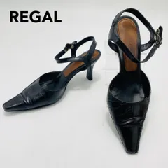 REGAL パンプス スクエアトゥ ストラップ 23cm ブラック リーガル レディース hws02055