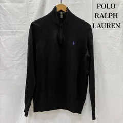 POLO RALPH LAUREN ポロラルフローレン ニット、セーター 長袖 ハーフジップニット ワンポイントロゴ black XS(165/88A)