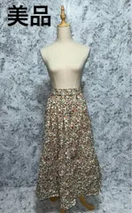 UNIQLO　PAUL&JOE　ユニクロ　フレアスカート　ロング　ひざ下　Aライン　ポール&ジョーコラボ　フラワー　花柄　裏地有　総柄　春　夏　【size S】　ベージュ　ホワイト　白　ブラウン　茶