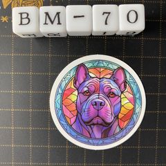 방수 스티커 핏불 개 스테인드 글라스 풍 BM-70