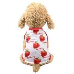 犬服 S わんこの普段着　いちごにラメドット メッシュタンクトップ いちご柄 涼しい 春夏 犬服 可愛い おでかけ L