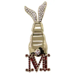 新品同様 Max Mara マックスマーラ ブローチ 23春夏 ゴールド レッド ピンク アニマルモチーフ うさぎ ラビット RABBIT ロゴ ラインストーン メタルのサムネイル
