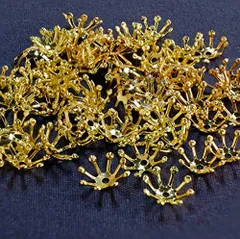 ゴールド 【LEISURE CLUB】座金 花座 つまみ細工 蕾 つぼみ パール金具 100個 外径9.5mm 銅 フラワー イヤリング 副資材 セット ジュエリー メタルパーツ アクセサリー パーツ 手芸 クラフト ハンドメイド DIY材料 手芸用品 ゴール