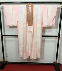 【中古】Sサイズ 長襦袢 正絹 鼓の地紋 ピンクぼかし