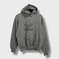 ☆90s00s☆adidas☆トレフォイルロゴスウェットパーカー☆グレー☆キッズL☆E25M