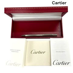 ●美品　カルティエ Cartier ボールペン 筆記用具  ツイスト式 シルバーカラー  文具　S5Q572